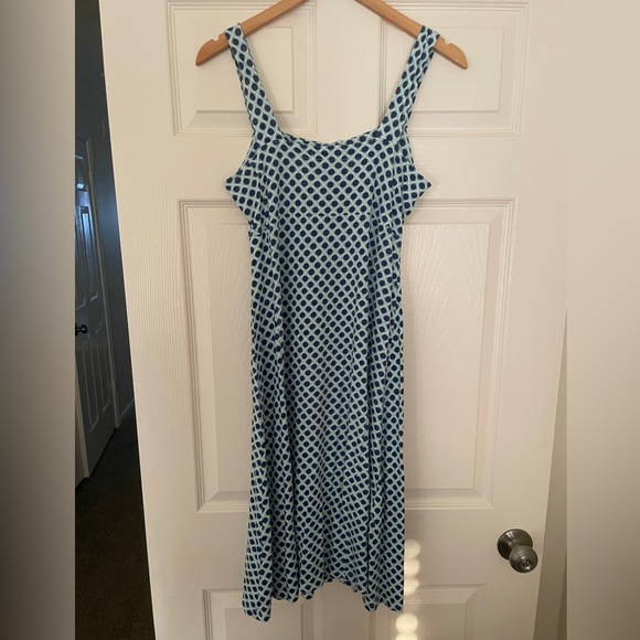 Blue and White Button-Down Midi Dress - Picture 3 of 5